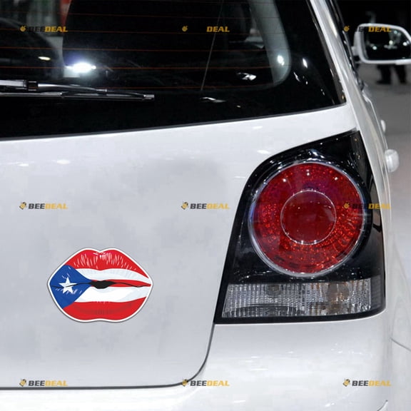 Puerto Rican Flag Lips PR Car Magnet Puerto Rico Magnetic Sticker Decal - 2 Pack Reflective 4" - for Truck Door Fridge Reusable Waterproof