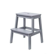 HOUCHICS Wooden Step Stool for Adult with 260lb Load Capacity,Multi-Purpose Gray 2-Step Stool-Toddler Kids Bedside Step Helper for Kitchen,Bathroom,Bedroom