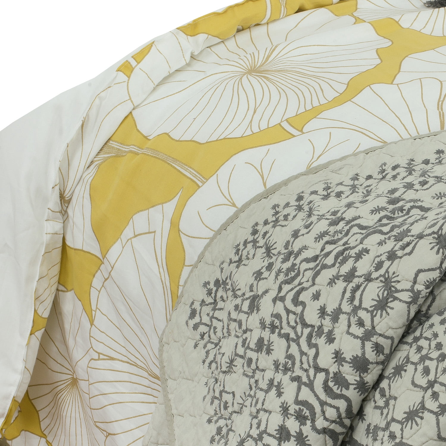 King 3-Piece Quilt Set, Nikki Chu Gingko Interlaken 100% Cotton Quilt and Sham Set by Royale Linens