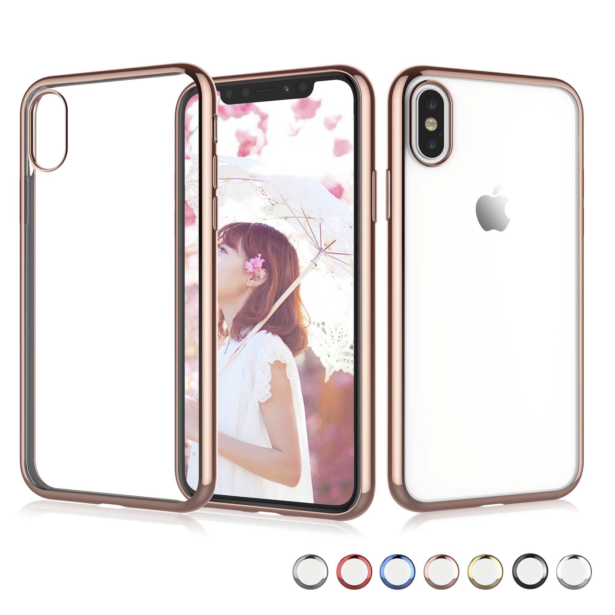 Njjex Case for 6.5" iPhone Xs Max Slim Clear Cover, Soft Flexible TPU Cover for 6.5 inch Xs Max(2018) (Rose Gold Frame)