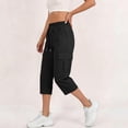 thumbnail image 5 of Cargo Capris for Women High Waisted Solid Color Trousers with Pockets Casual Straight Leg Pants for Summer Street Style Fashion, 5 of 8