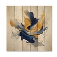 thumbnail image 3 of Designart "Dynamic Dark Blue and Gold Strokes X" Fractals Print on Natural Pine Wood, 3 of 5