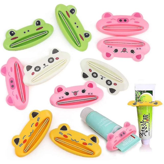 Exprimidor de tubo de pasta de dientes, 10 unidades, dispensador de pasta de dientes para niños, exprimidor de pasta de dientes de animales de dibujos animados (hy)