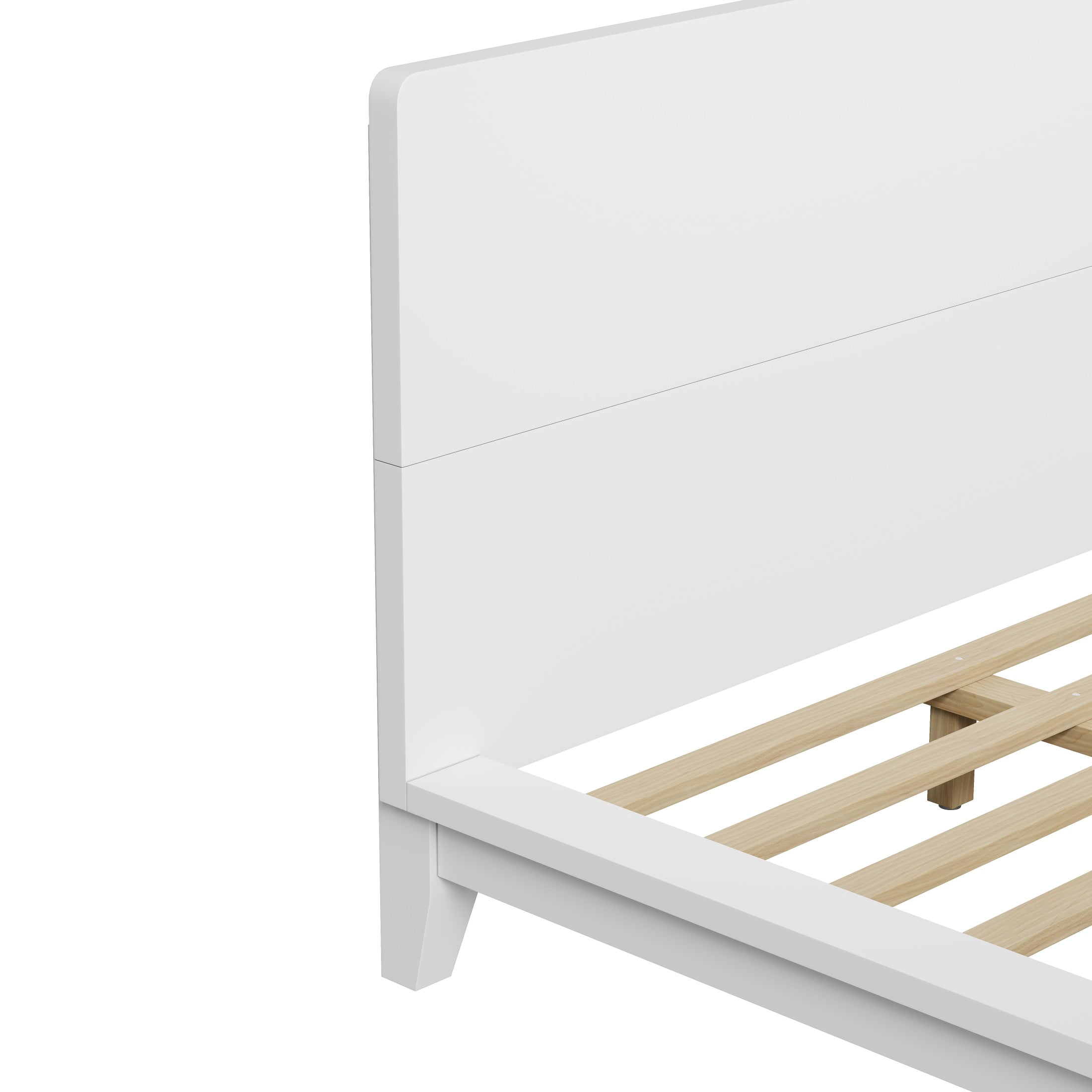 Noble House Hazel Queen Size Pine Wood Platform Bed Frame with Legs and Headboard, Mid-Century Modern Design, White