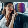 thumbnail image 6 of Uemuo Leopard Neon Rainbow Gradient Printed 2 PCS Car All-Inclusive Headrest Cover, Headrest Protector, Soft Elastic Breathable Seat Headrest Anti-Dirty Cover Headrest Cover Protector, 6 of 6