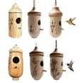 thumbnail image 7 of Wooden Hummingbird House, Small Hummingbird House for Outside, Natural Hummingbirds Houses Bird Nesting Box Cute Gardening Gifts Home Decoration for Birds Lover, 7 of 7