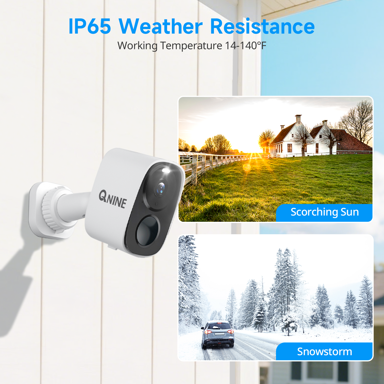 QNINE Wireless Security Camera Outdoor Surveillance Camera for Home Security System with Night Vision, PIR Detection, 5G WiFi and Works with Alexa