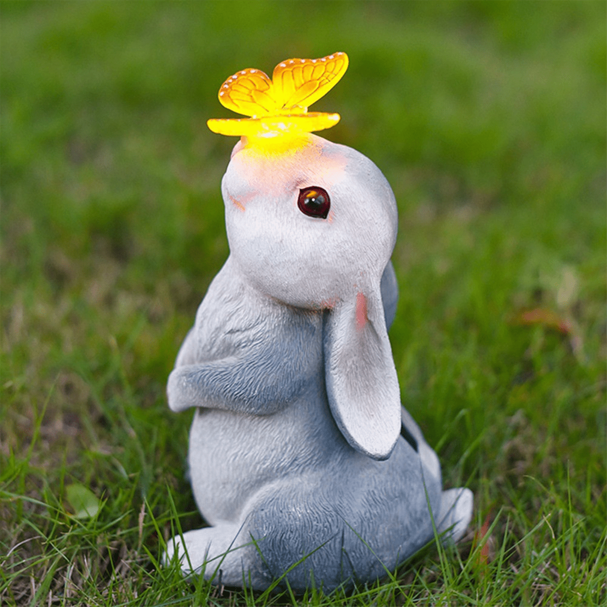 Butterfly Light Garden Statues for Bunny Lovers 22cm Garden Statue