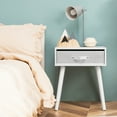 thumbnail image 3 of Costway Mid-Century Nightstand End Accent Bedside Table W/ Fabric Drawer Rustic White, 3 of 10