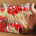 thumbnail image 3 of 50/100 piezas de brochetas de bambú navideñas, palillos para cócteles, adornos para cupcakes, palillos desechables para postres, palitos de fruta, suministros para fiestas, 3 of 5