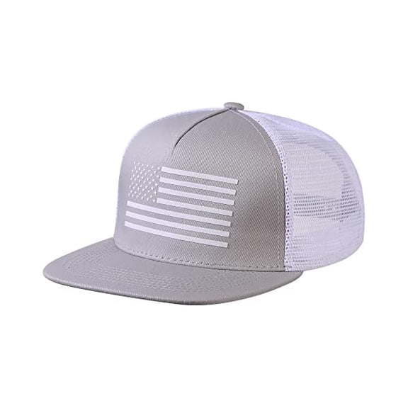 Eryueer Baseball Cap, Snapback Trucker Hat for Men & Women with American Flag and Adjustable, Breathable Mesh, Flat Bill Hats