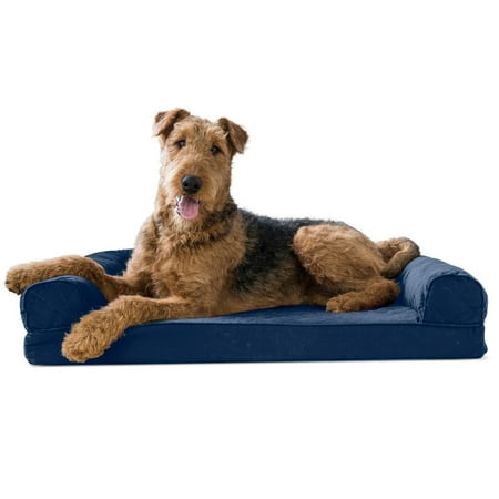 UPC: 0842229105421 | FurHaven Pet Products Quilted Memory Top Sofa-Style Pet Bed for Dogs & Cats – Navy Large