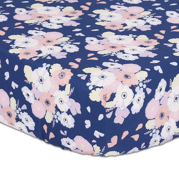 Navy Blue Floral Fitted Crib Sheet by, This Peanut Shell ...