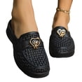 thumbnail image 7 of Women's Woven Mule Slides, Backless Loafers for Women Woven Backless Penny Loafers Slip On Round Toe Mesh Loafer Mules Open Back Slide In Comfortable Breathable Walking Shoes, Black 5.5, 7 of 7