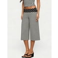 thumbnail image 5 of Foldover Waist Culottes for Women Low Rise Cropped Wide Leg Summer Casual Lounge Yoga Capri Pants Light Gray S, 5 of 7