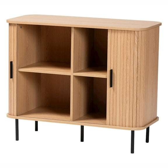 Baxton Studio Lucia Fluted Light Oak Wood Storage Cabinet