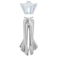 thumbnail image 4 of Eandarui Girls Jazz Hip Hop 2-Piece Set Ruffle Rhinestones Cami Top with Shiny Metallic Flared Pants Dance Performance Outfit Silver 14, 4 of 7