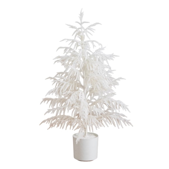 Nearly Natural Norfolk Island Pine Artificial Potted Christmas Tree - 4' - White