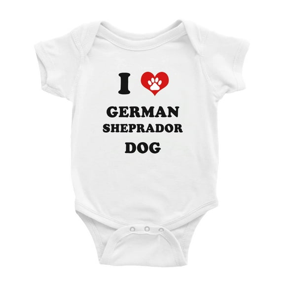 I Heart German Sheprador Dog Funny Baby Rompers Bodysuit (White, 12-18 Months)