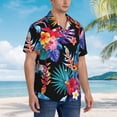 thumbnail image 3 of Fotbe Tropical Palm Leaves Camisa Hawaiana para Hombre Unisex – Camisa Casual de Verano con Botones de Manga Corta de Algodón y Lino,XX-Large, 3 of 7