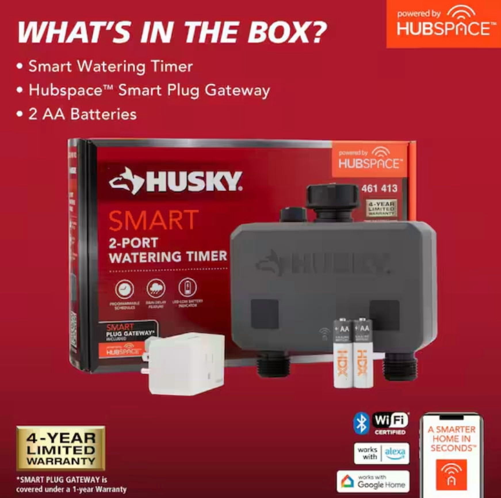 Husky Smart Watering Timer for Irrigation and Sprinklers Powered by Hub Space