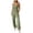 Army Green, variant on Women's Long Romper Plunge Halter Sleeveless Pleated Knit Jogger Jumpsuit with Pockets,White,Women's S-XXL