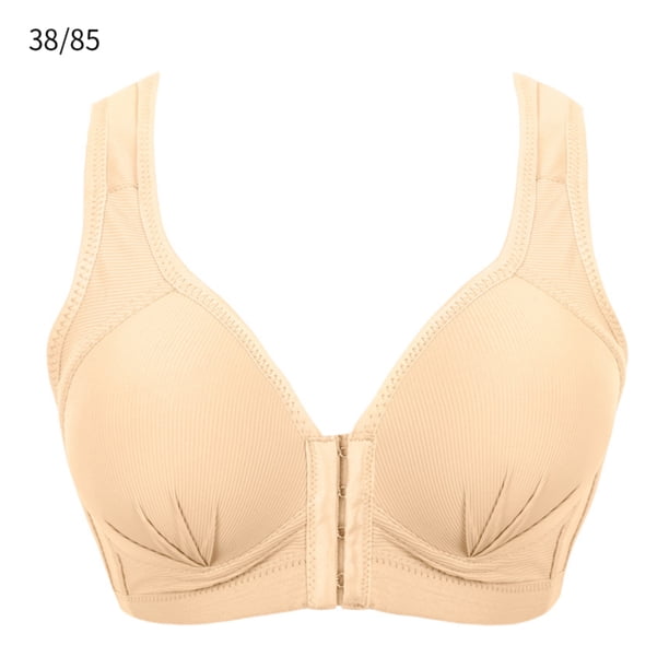 Sujetador Inalámbrico Transpirable Hebilla Frontal Correa Ancha Ropa Interior Delgada para Mujer Niña, Beige, 38/85 kenally AP001203-08