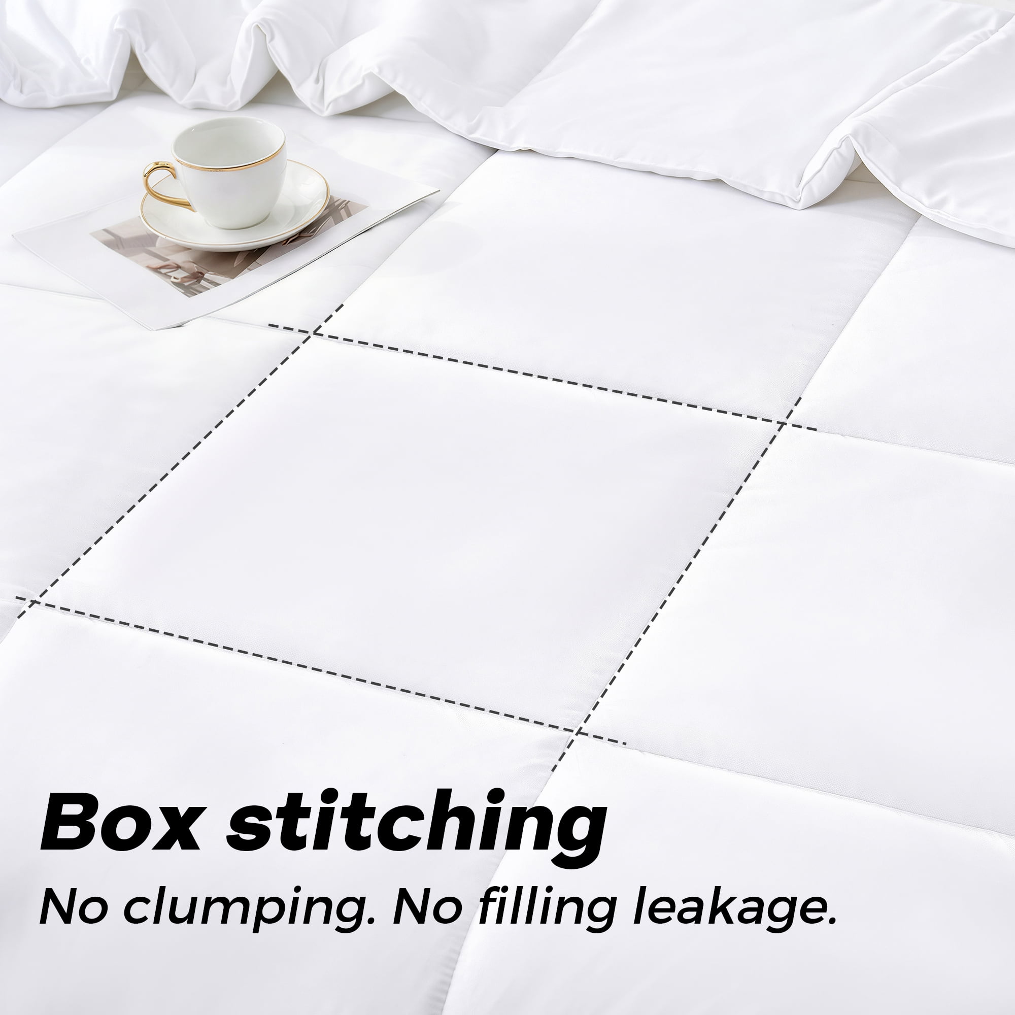 YEPCLUB Comforters Oversized King size, Duvet Insert, All Season Duvet, White Down Alternative Hotel Comforter, Lightweight Quilt with Corner Tabs, Machine Washable (White, 116x98 Inches)