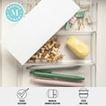 thumbnail image 4 of Martha Stewart Brody Clear Plastic Storage Organizer Bins with White Engineered Wood Lid for Home Office, Kitchen, or Bathroom, 3 Pack Medium, 7.5" x 3", 4 of 10