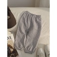 thumbnail image 4 of TTAO Toddler Baby Girls Elastic Waist Pants Soft Cotton Linen Harem Bloomers Summer Fall Long Pants Black Plaids 90, 4 of 5