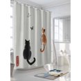 thumbnail image 3 of Fsddascl Japanese Cute Cat Shower Curtain Set - 48" x 72" Washable Bathtub Curtain with 12 Hooks, Harmony Cartoon Kitty Butterfly Waterproof Fabric Stall Shower Curtains for Bathroom/Bathtub Décor, 3 of 6
