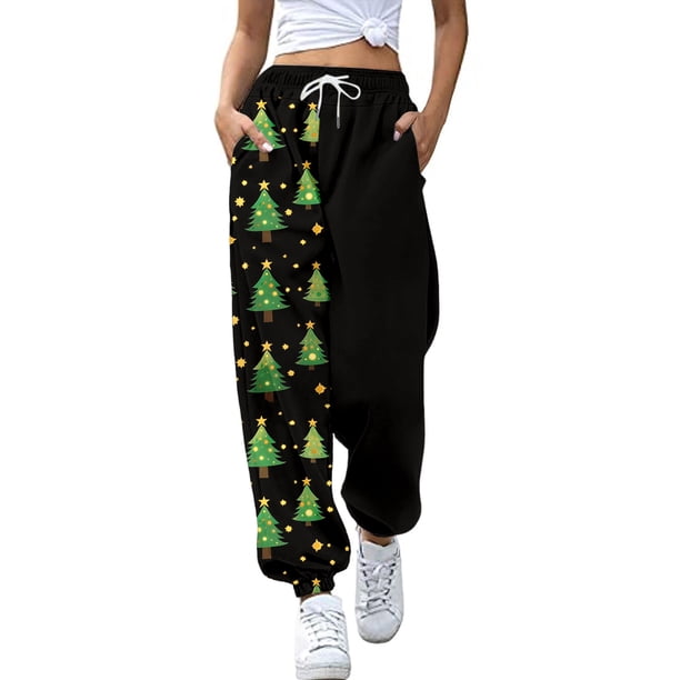 Pantalones de yoga Gibobby Mujer Otoño e Invierno Casual moda Navidad divertido impreso cintura elástica L