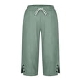 thumbnail image 5 of Ladies Cropped Trousers,Elasticated Waist Capri Pants for Women,Casual Plain Drawstring Loose Summer Trousers with Pockets Lightweight Straight Leg 3/4 Lounge Pants, 5 of 6