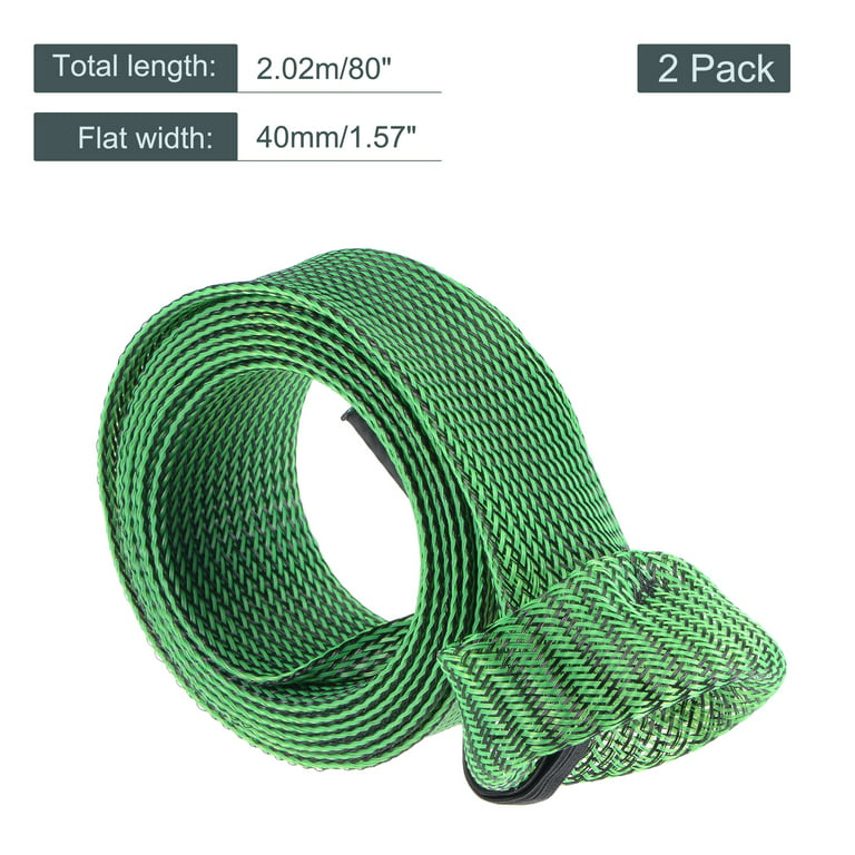 Uxcell 2.02m Dark Green Fishing Rod Sleeve Rod Sock Cover Braided Mesh Rod Protector 2 Pack