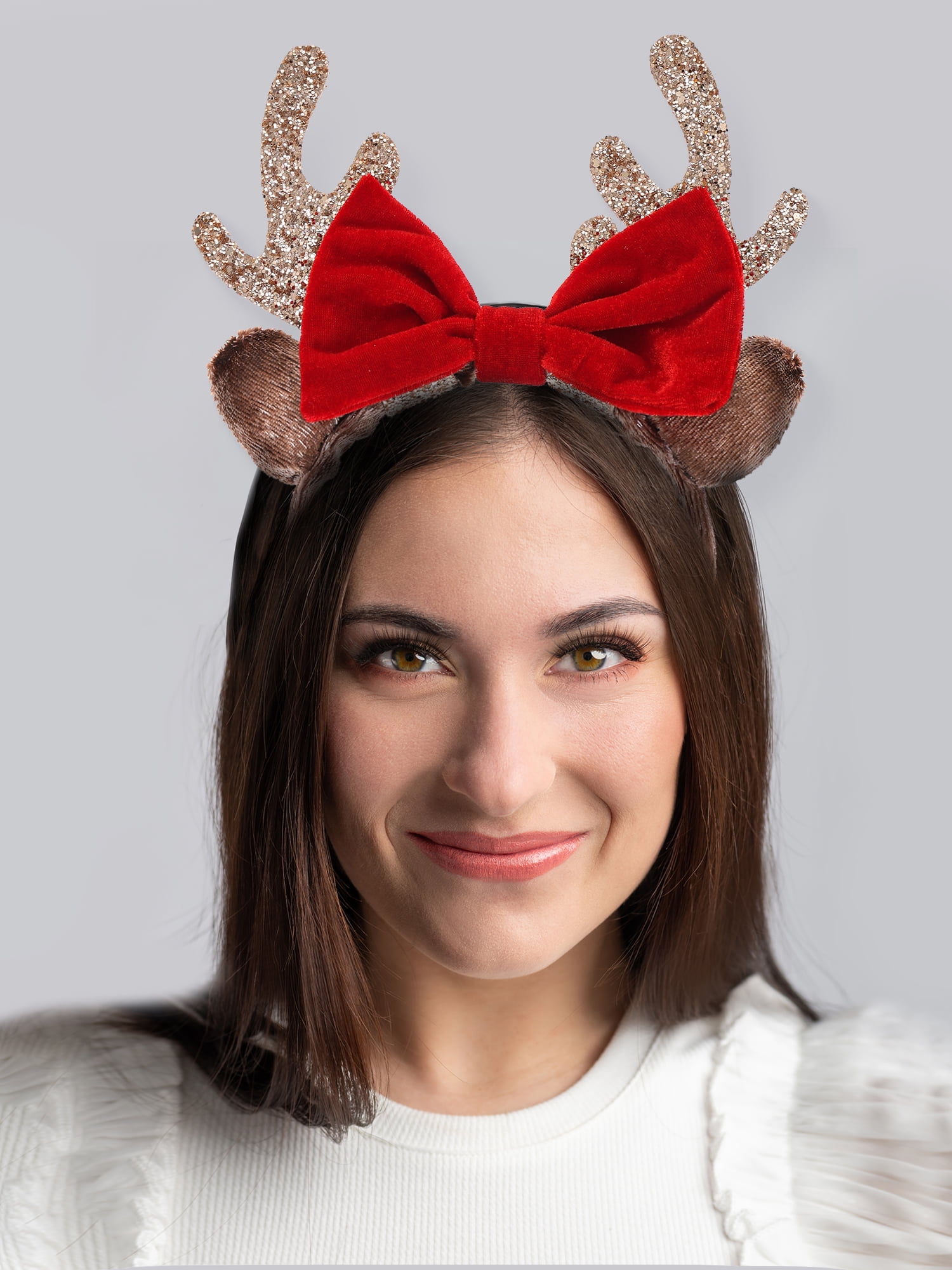 Holiday Time Reindeer and Red Bow Headband, 1 Piece