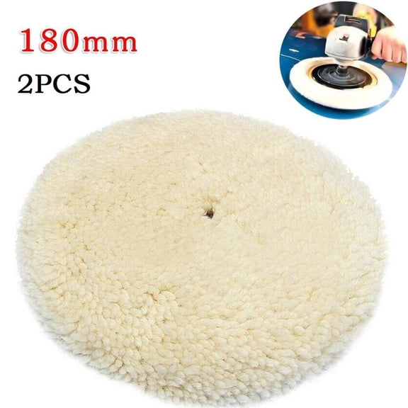 2 Pcs 7 Inch Soft Wool Polishing Bonnet Pads 180mm for Furniture Car Wheels Metal Fine Buffing Clean with Polish Paste Powder
