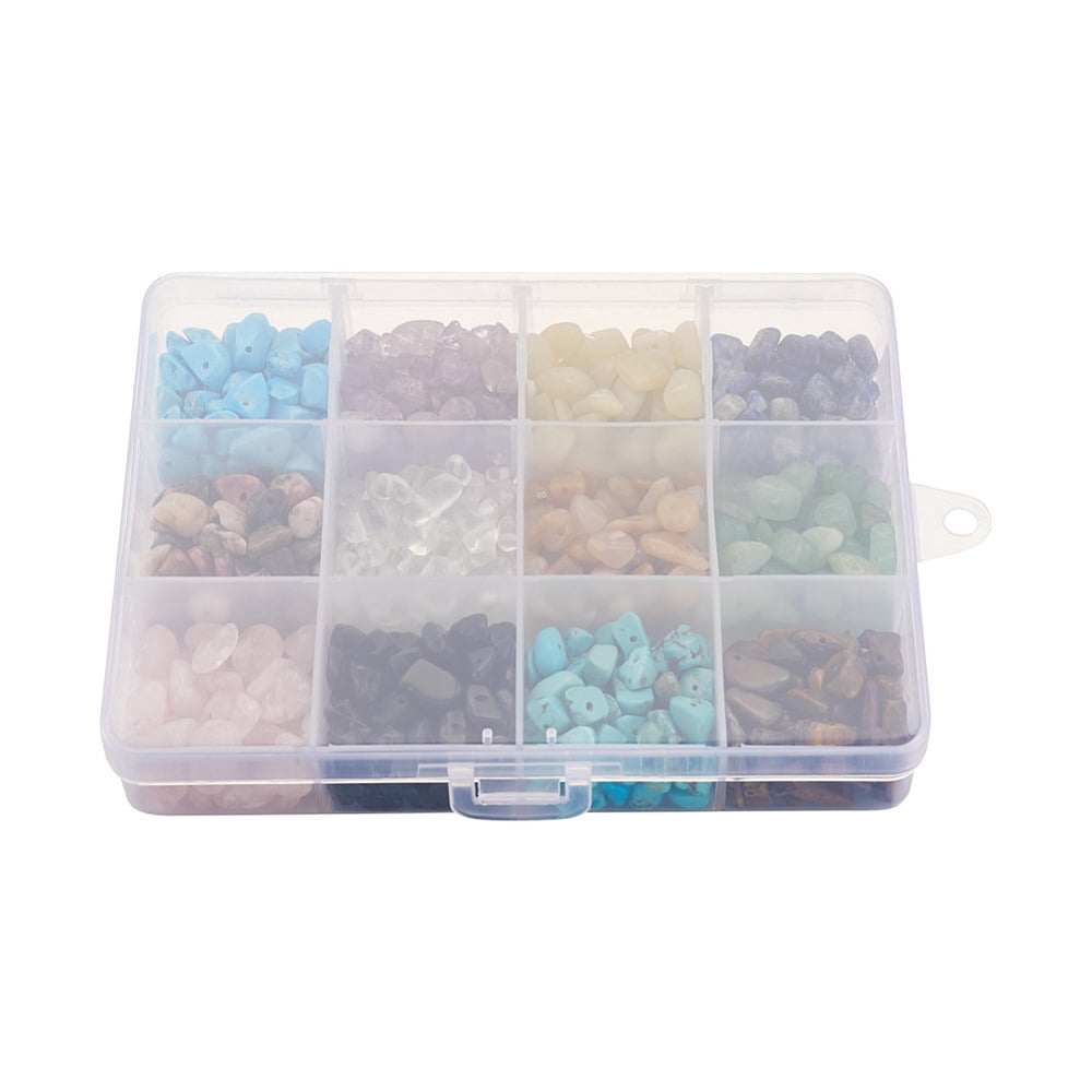 DIY Earring Making Kits inlcude Gemstone Chip Bead Copper Wire Elastic Crystal Thread Brass Earring Steel Scissors Mixed Color 5~8x5~8mm Hole: 1mm 180g/set
