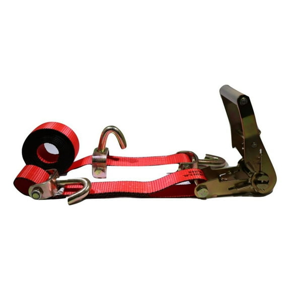 2" x 11 Ft 3-Point Ratchet Wheel Strap w/ Swivel J Hooks & Swivel J Idler Hook Red | R11SJRD