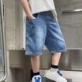 thumbnail image 4 of KVPLBQFD Boys Distressed Denim Shorts Y2K Streetwear Skateboard Jorts for Kids Straight Wide Leg Jeans Shorts Teens Boys Summer Clothes, 4 of 7