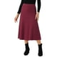 thumbnail image 1 of Falda midi de suéter elástica de cintura alta de punto acanalado para mujeres Inspire Chic en color burdeos, 1 of 6