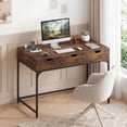 thumbnail image 2 of Costway Office Desk with Power Outlets,43.5" Modern Writing Desk with Hidden Compartment Rustic Brown, 2 of 10