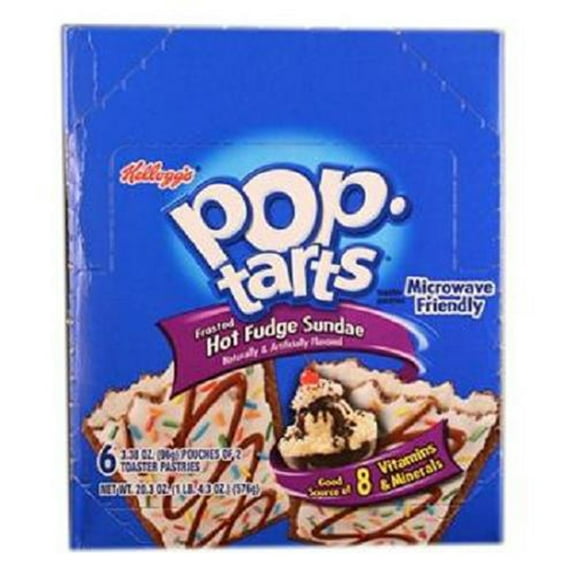 Kelloggs Pop Tart, Hot Fudge Sundae, Count 6 (3.38 oz) - Granola/Cereal/Oat/Brkfast Bar / Grab Varieties & Flavors