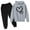 1#Grey, variant on Kiijoy Sweatsuit for Girls Heart Print Casual Hoodie and Sweatpants Kids Sports Outfits