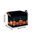 thumbnail image 3 of Canvas Candy Storage Basket,Foldable Rectangular Gift Basket with Handles,Pumpkin Ghost Pattern Decor Organizer Bin for Household Sundry Sorting,Orange, 3 of 7