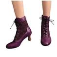 thumbnail image 2 of IUJSOY Womens Victorian Lace Booties Wedding Bridal Ankle Boots Witch Boots Mid Heel Shoes, 2 of 5