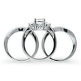 thumbnail image 4 of BERRICLE Sterling Silver 3-Stone Wedding Engagement Rings 1.5 Carat Cushion Cut Cubic Zirconia CZ Ring Set for Women, Rhodium Plated Size 9.5, 4 of 18
