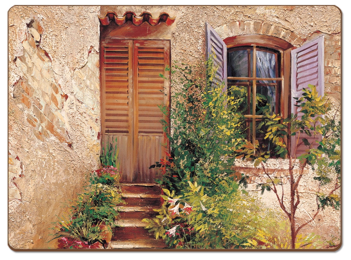 Cala Home "Tuscan Doorways" Assorted Image Hardboard Tabletop Placemats 4-Pack