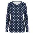 thumbnail image 5 of VgaVtl T Shirts Women Long Sleeve V-Neck Women Plus Size Tops Casual Polka Dots Loose Blue Pullover Layering Shirts,S, 5 of 5