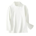 thumbnail image 2 of Kids Thermal Underwear Boys Girls Long Sleeve Turtleneck Mock Neck T-Shirts Fall Winter Warm Pullover Tops White 7-8 Years, 2 of 3