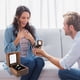 thumbnail image 5 of Caja de madera para anillos | Joyero para compromiso, boda, propuesta de matrimonio, con forro de terciopelo y cierre magnético | Compacto, 6 x 6 x 4 cm, estilo retro, recuerdo para anillos, an, 5 of 5